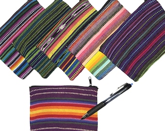 Handmade Guatemalan Ikat Coin Purse: Multicolored Zip Pouch Wallet 6"x4"