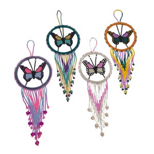 Atrapasueños de mariposa con cuentas, paquete de 10 unidades en colores surtidos, adorno colgante decorativo
