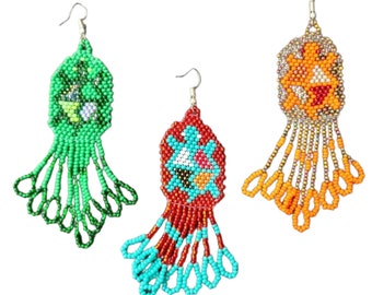 Beaded Turtle Earrings Handmade Guatemalan Fair Trade Artisan Jewelry