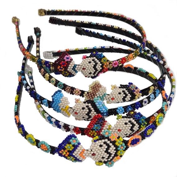 Handmade Frida Kahlo Beaded Headband: Guatemalan Boho Hair  display picture 3