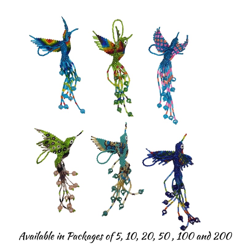Lot Beaded Hummingbird Ornament Handmade Guatemala - Rear View Mirror ...