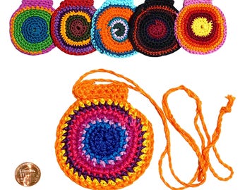 Bulk Crystal Pouches Knit Crochet LIttle Bags, Coins Bead Credit Card Holder Purse