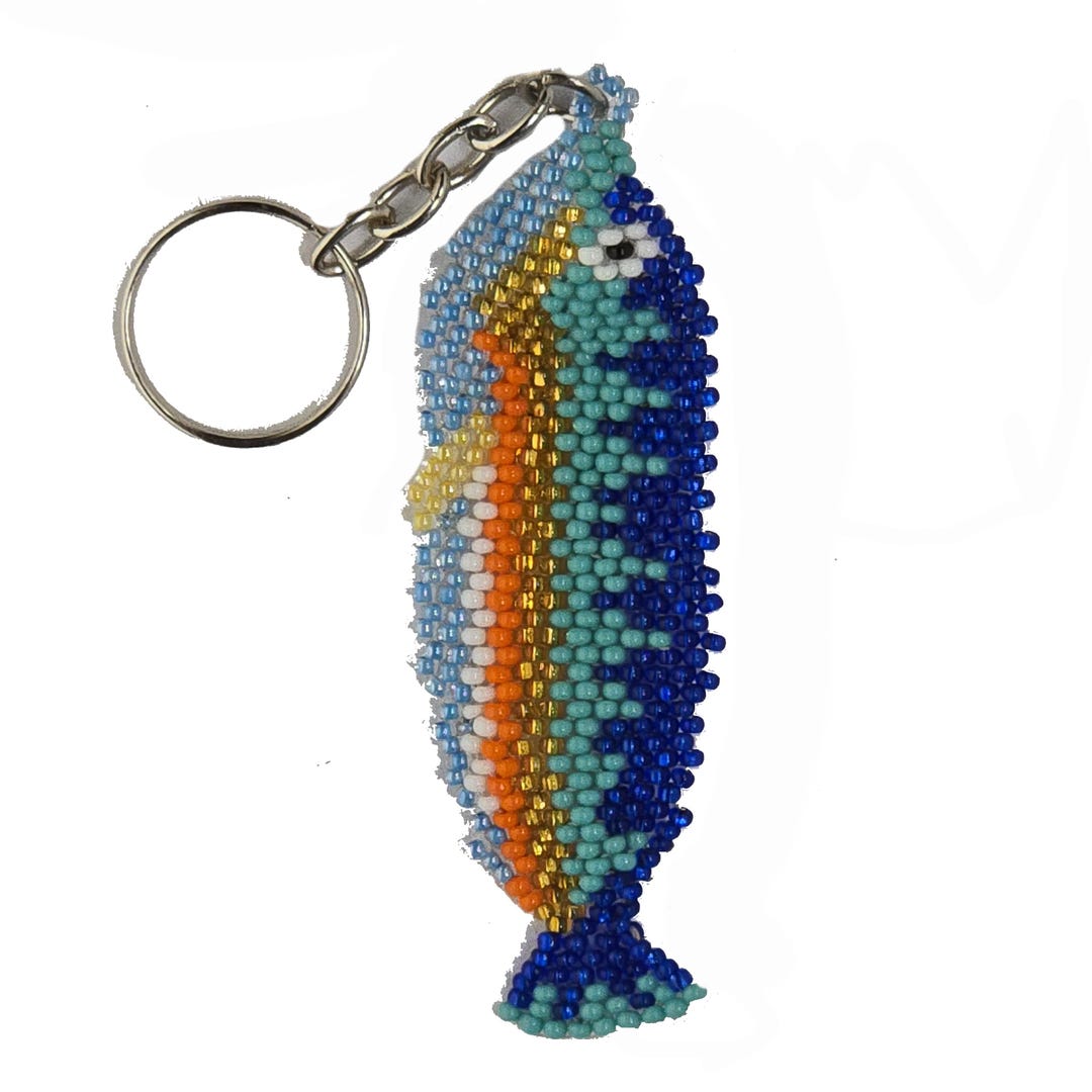 Handmade Beaded Fish Keychain – Multicolor Czech Glass Seed Beads ...