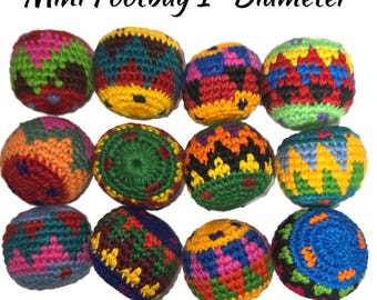 Set Of Hacky Sack Mini Footbag, 90s Style Beanbag Stress Relief, Guatemalan Fidget Toy