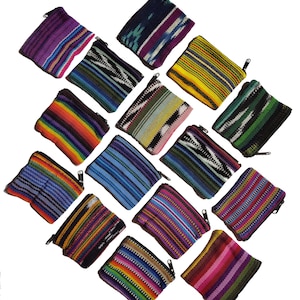 Guatemaltekische Münztasche - 4 "x3" kleine Reißverschlusstasche aus gewebten Textilien - Mehrfarbige Volkskunst-Tasche für Münzen, Schmuck oder Partygeschenke
