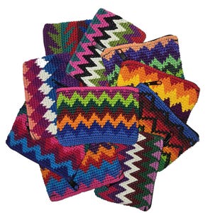 Handgemachte guatemaltekische Geldbörse - Bunte Reißverschlusstasche für Kreditkarten, Bargeld, Kristalle, Schmuck - Boho Handwerker Geschenk für Sie