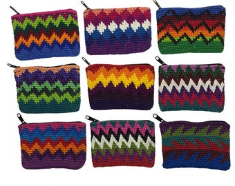 Set of Hand-Crocheted Guatemalan Coin Purse: Multicolored Mayan Pouch