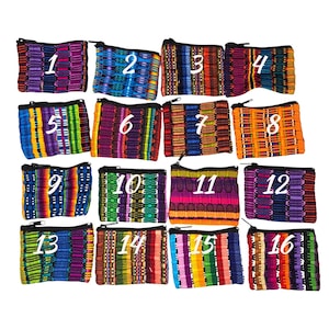 Monedero guatemalteco, monedero colorido tejido a mano, cartera pequeña con cremallera.