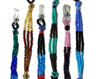 Beaded Eyeglass Holder, Daisy Chain Style, Czech Glass Seed Beads Handmade Guatemala
