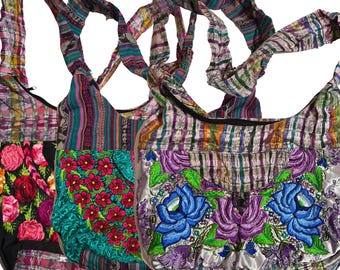 Boho Crossbody Bag: Upcycled Guatemalan Embroidery - Handmade Textile