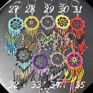 Handmade Beaded Dream Catcher Keychain: Czech Glass Boho Bag Charm