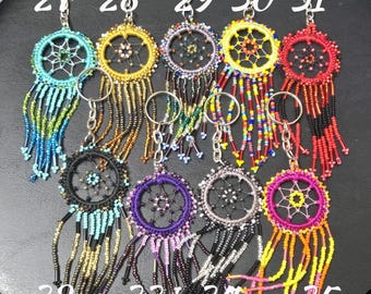 Handmade Beaded Dream Catcher Keychain: Czech Glass Boho Bag Charm