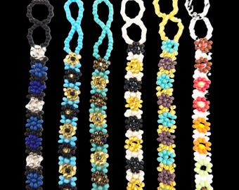 Boho Daisy Chain Bracelet: Czech Glass Seed Bead, Handmade Guatemala