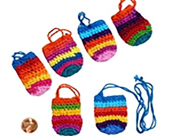 Crochet Gemstone Pouch Set: Handmade Mini Crystal Holder, Boho Amulet Purse