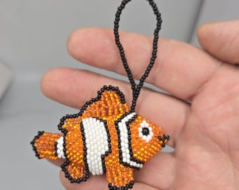 Handmade Beaded Clown Fish Bag Charm Nemo Hanging Ornament