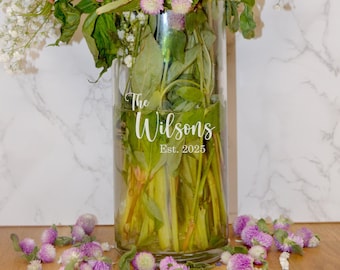 Personalized Engraved Glass Vase - Personalized Wedding Vase, Monogrammed Vase, Anniversary Gift, Wedding Gift, Housewarming Gift