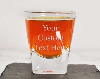 Custom Text Shot Glasses Bulk | Personalized Shot Glass | Great for Birthdays, Bachelorette Party, Bachelor Party or Wedding Favors