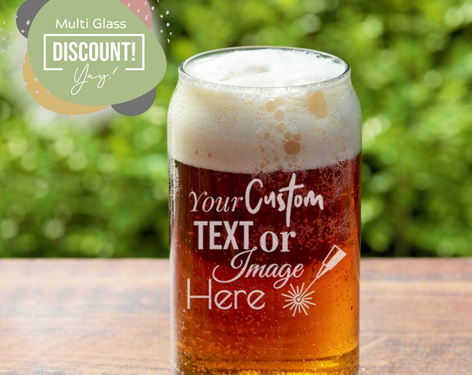 Personalized Beer Can Glass 16oz Custom Can Glass with Bulk Pricing - Great for Wedding Favors, Party Favors, Birthdays, and Business Gifts