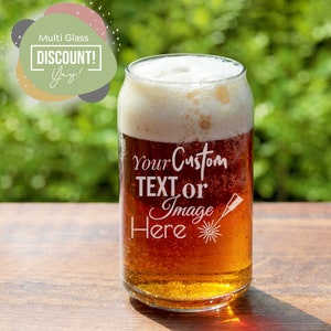 Personalized Beer Can Glass 16oz Custom Can Glass with Bulk Pricing - Great for Wedding Favors, Party Favors, Birthdays, and Business Gifts