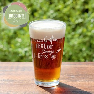 Personalized Beer Glass 16oz Pint Glass with Bulk Pricing - Custom Business Gifts, Corporate Gifts, Promotional Gifts, Office Gifts