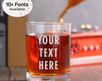 Custom Text Whiskey Glass | Personalized Engraved Whiskey Glass | Birthday Gift for Men, Husband, Boyfriend, Father or Bourbon Lovers