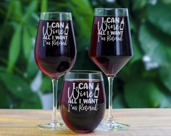 Funny Wine Glass Retirement Gifts for Women - Humorous Gifts for Retired Coworkers, Teachers, Nurses or Mom - Happy Retirement Gifts