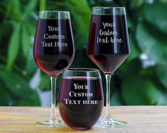 Custom Text Wine Glasses - Personalized Engraved Wine Glass | Perfect for Bridesmaids Proposal, Wedding Party Gifts, Birthday or Funny Gift