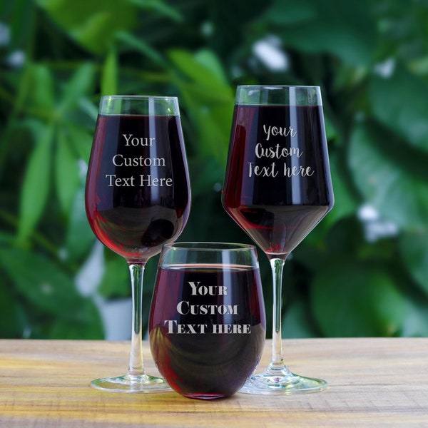 Custom Text Wine Glasses - Personalized Engraved Wine Glass | Perfect for Bridesmaids Proposal, Wedding Party Gifts, Birthday or Funny Gift