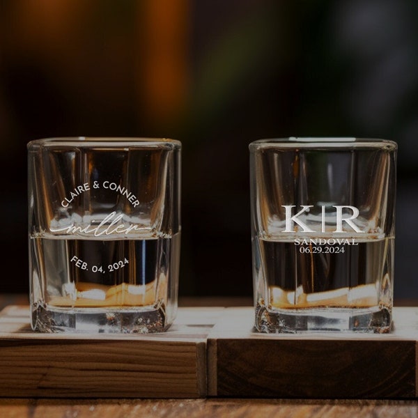 Personalized Engraved Shot Glass Wedding Favors - All in One Monogram Custom Wedding Favor, Party Favors, Personalized Wedding