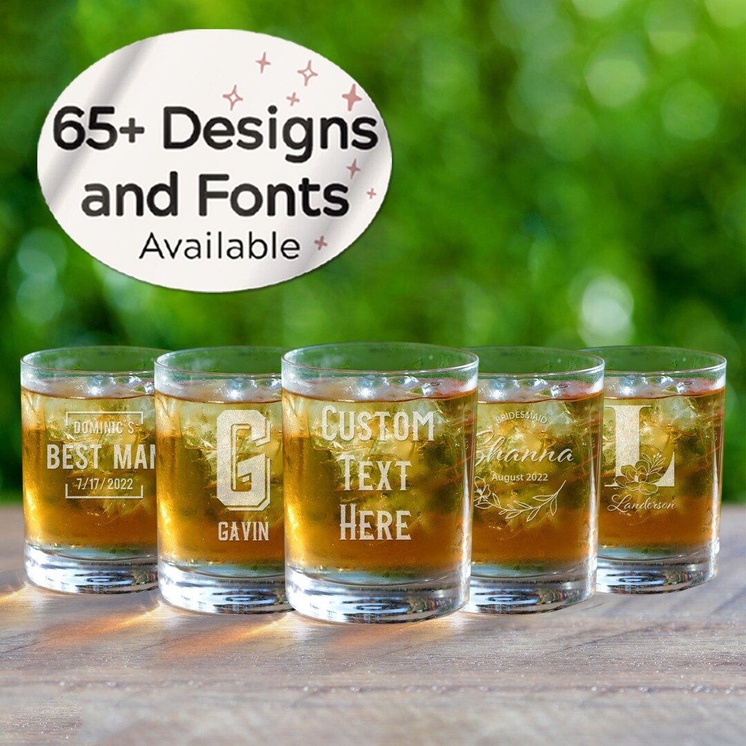 Personalized Whiskey Glass 12oz Custom Text, Monogram Name or Wedding