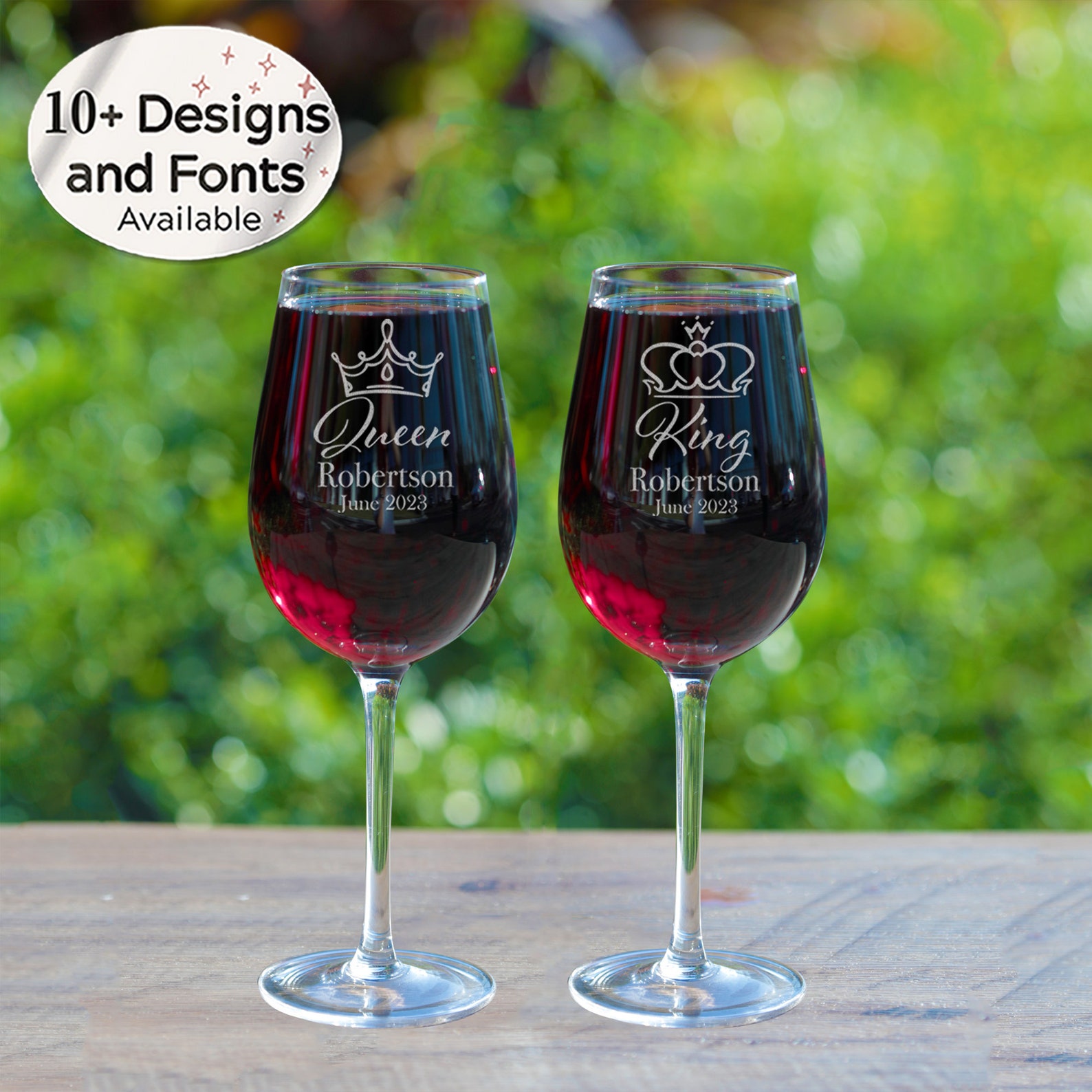 Bride and Groom Wine Glasses Set of 2 Stemmed Personalized Etsy