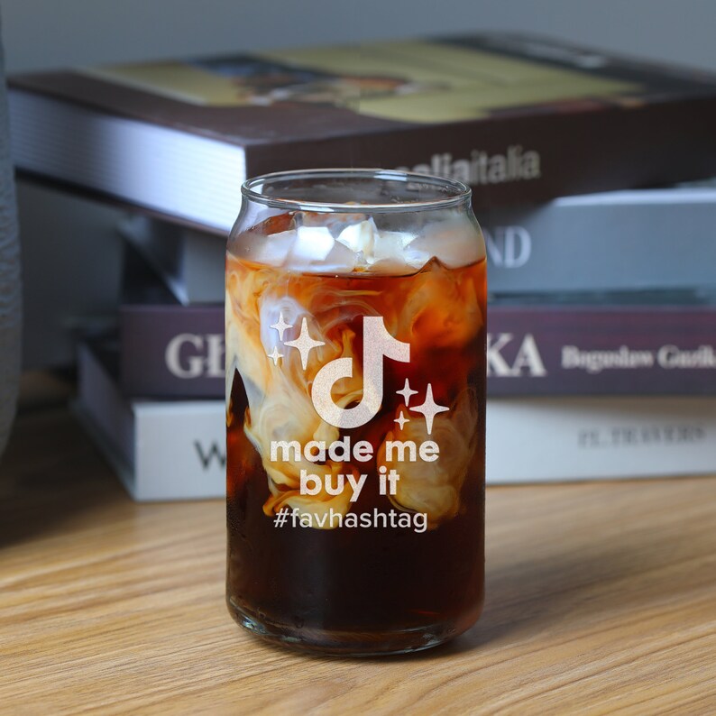 Funny Tiktok Iced Coffee Glass Tik Tok Made Me Do It or Add Etsy