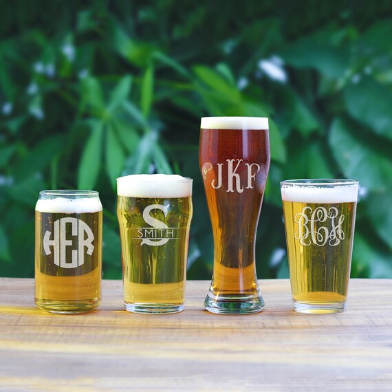 Personalized Beer Glasses Custom Name or Initial Monogram Etsy