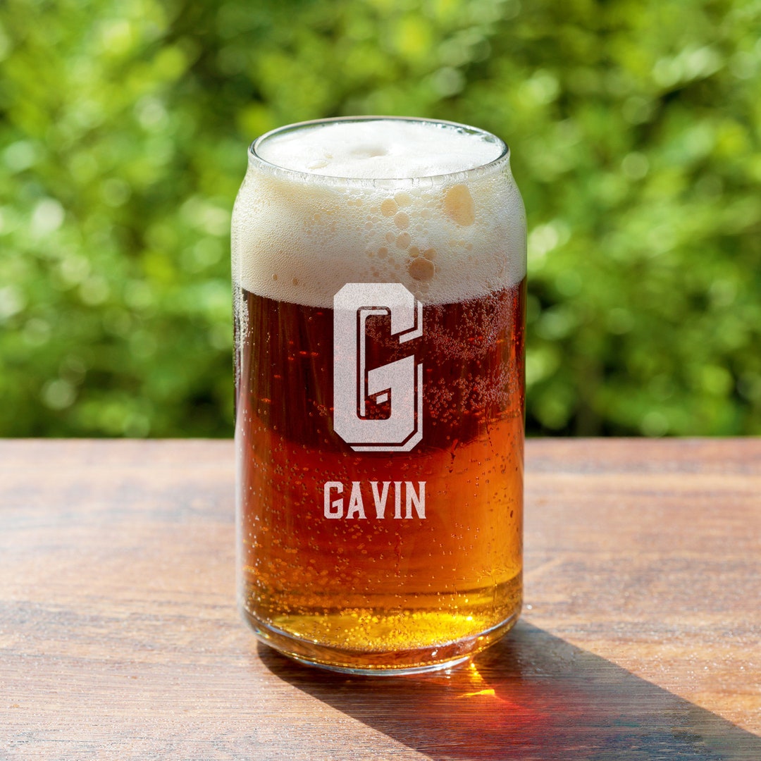 Personalized Beer Can Glass Custom Name or Monogram Initial Perfect for ...