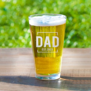New Dad Beer Glass or Whiskey Glass - Pregnancy Announcement Glassware | Pregnancy Reveal to Dad or New Dad Gift