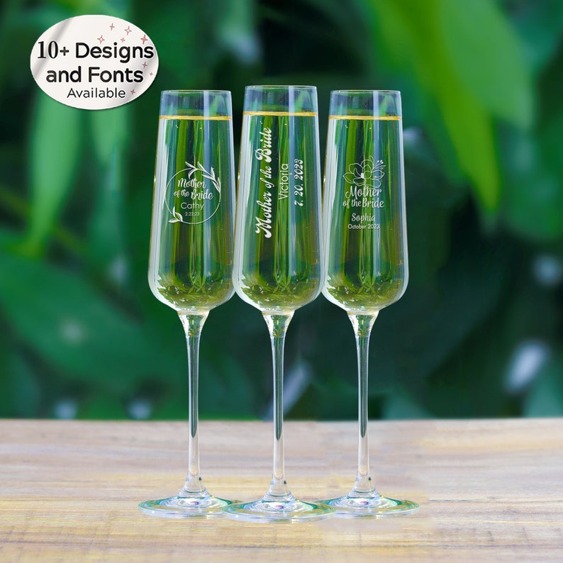 Mother of the Bride Wedding Champagne Flutes Personalized Etsy