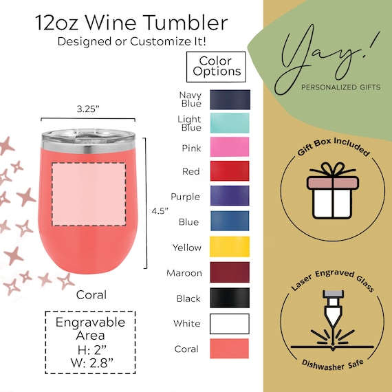 Personalized Wine Tumblers - Horizontal Text