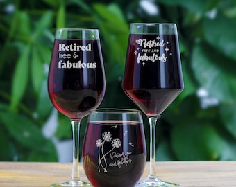 Retirement Gift for Women 2022 - Retired and Fabulous Wine Glass - Fun Gifts for Retired Coworkers, Teachers, Nurses or Mom