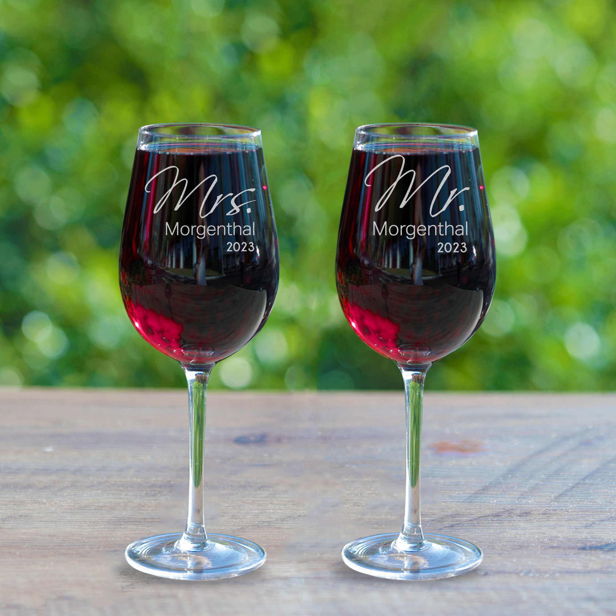Mr and Mrs - Juego de 2 copas de vino de boda, grabadas con láser, copas  personalizadas grabadas para novia y novio