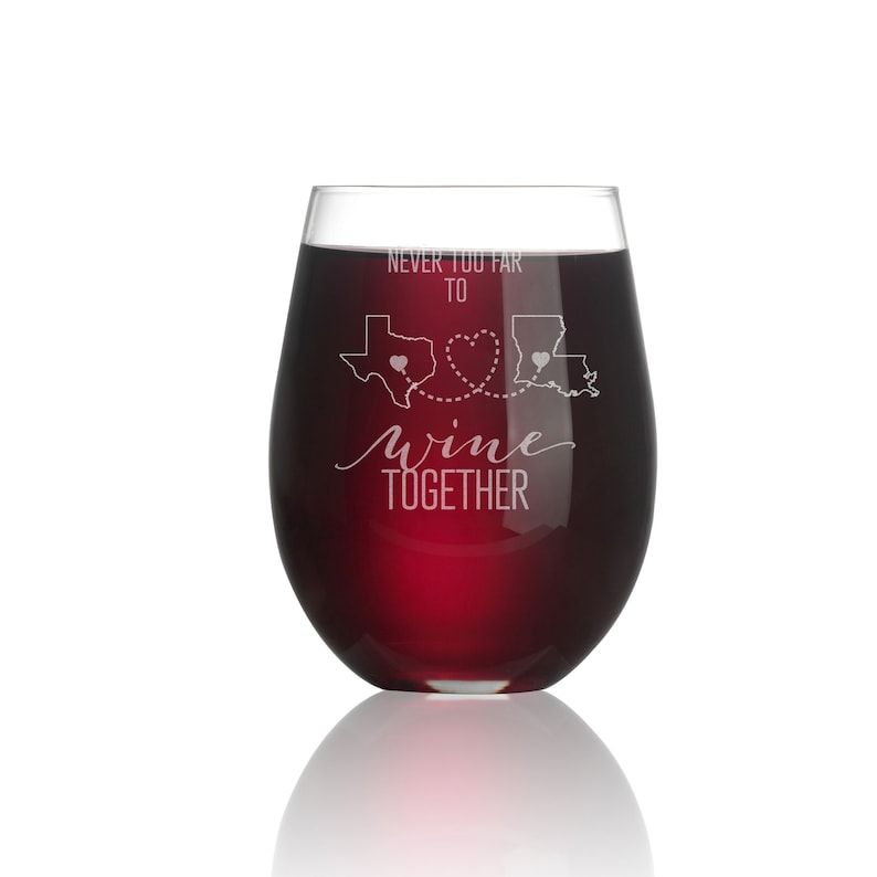 Long Distance Friendship Stemless Wine Glass Personalized Etsy