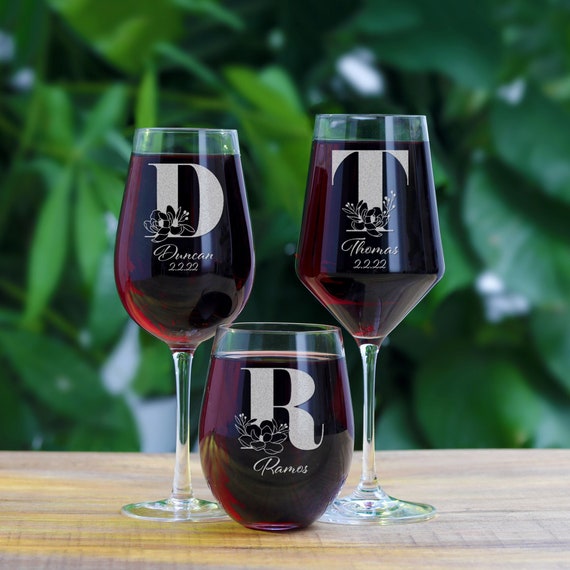 Copas de vino personalizadas, copas de vino grabadas, copa de vino de boda  -  México