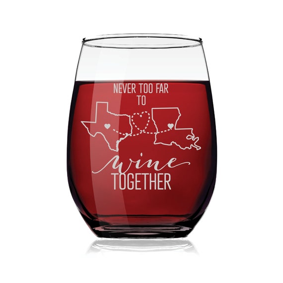 Engraved Multiple State Stemmed Wine Glass Graduation Multiple States to Choose From Custom Going Away or Moving Gift