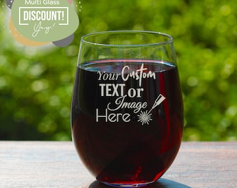 Personalized Stemless Wine Glass with Bulk Pricing - Custom Business Gifts, Clients, Wedding Favors, Parties, Birthdays, Events