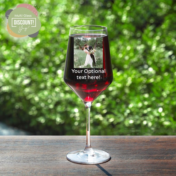 Personalized Wine Glass Crystal with Photo - Custom Business Gifts, Clients, Wedding Favors, Parties, Birthdays, Events