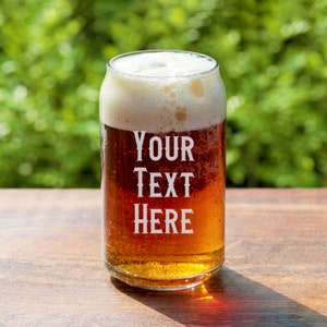 Custom Beer Can Glass - Engraved Personalized Custom Text Beer Glass | Customized Gift Birthdays, Retirement, Groomsmen or Weddings