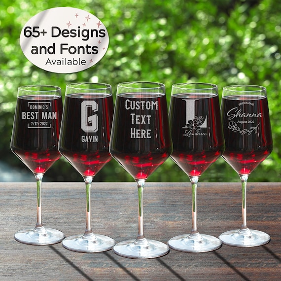 Personalized Wine Glass Crystal 18oz Engraved With Custom Etsy