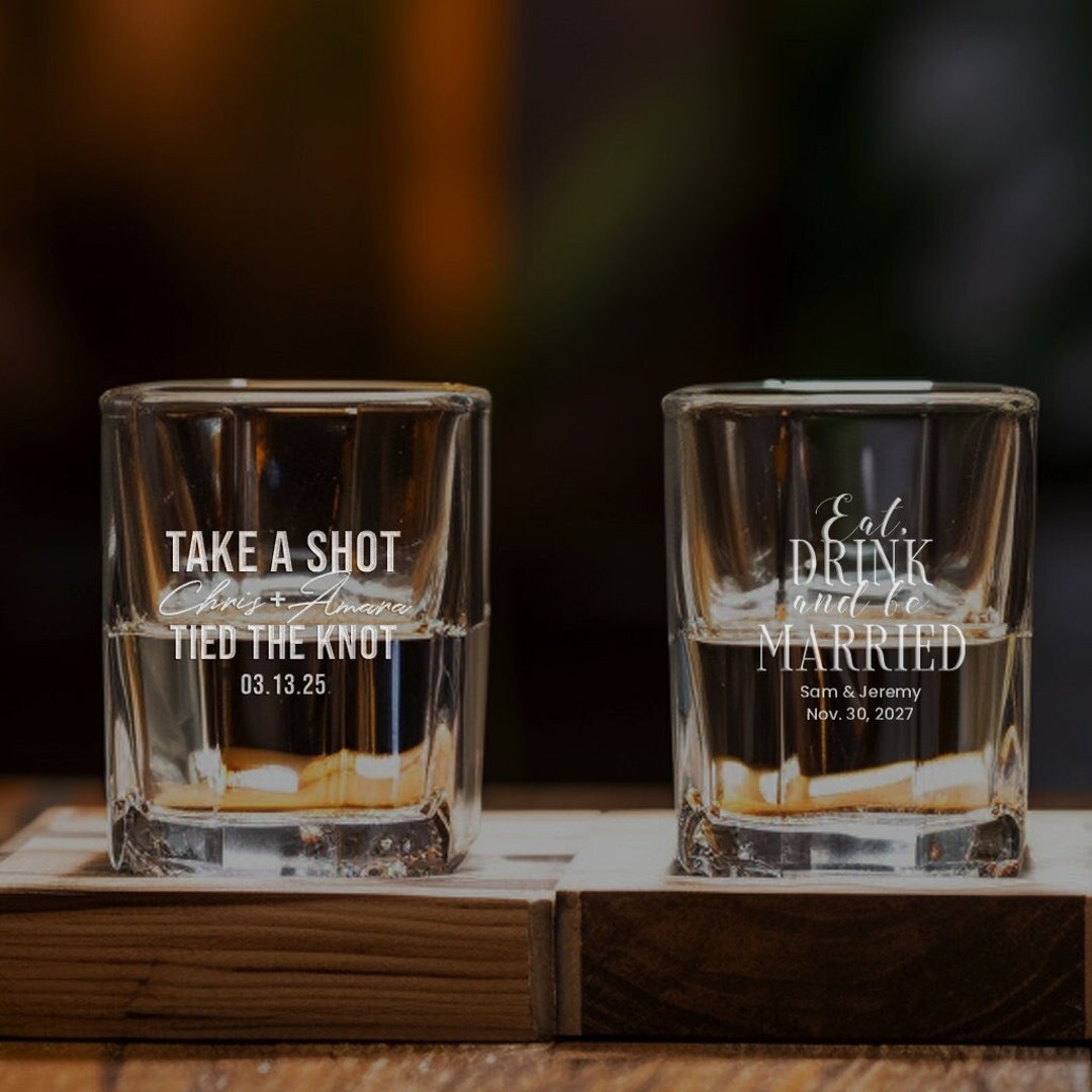 Personalized Engraved Shot Glasses Wedding Favors All in One Custom