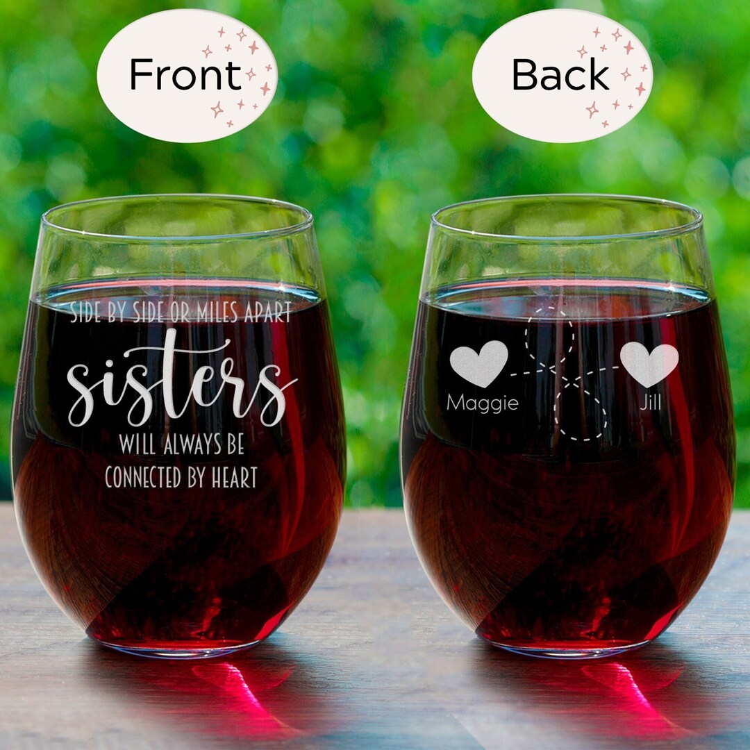Long Distance Sister Wine Glass Gift Personalized Gift for Etsy