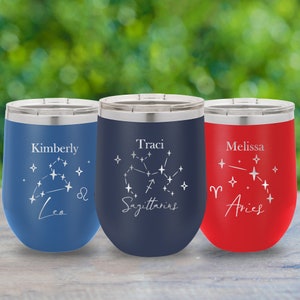 Zodiac Gift Wine Tumbler | Leo, Virgo, Libra Constellation | Birthday or Astrology Gift for Women, Sisters, Friends, Teens (One Glass)