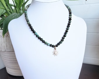 Natural African Turquoise Choker Gemstone Necklace